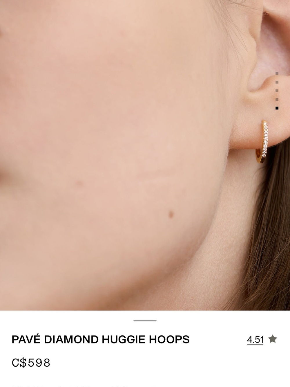 Mejuri Gold Pavé Huggie Earrings - Picture 4 of 5